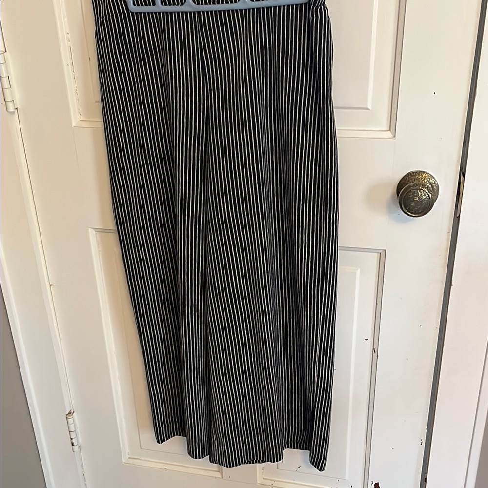 Black and White Striped Women's Wide Leg Pant